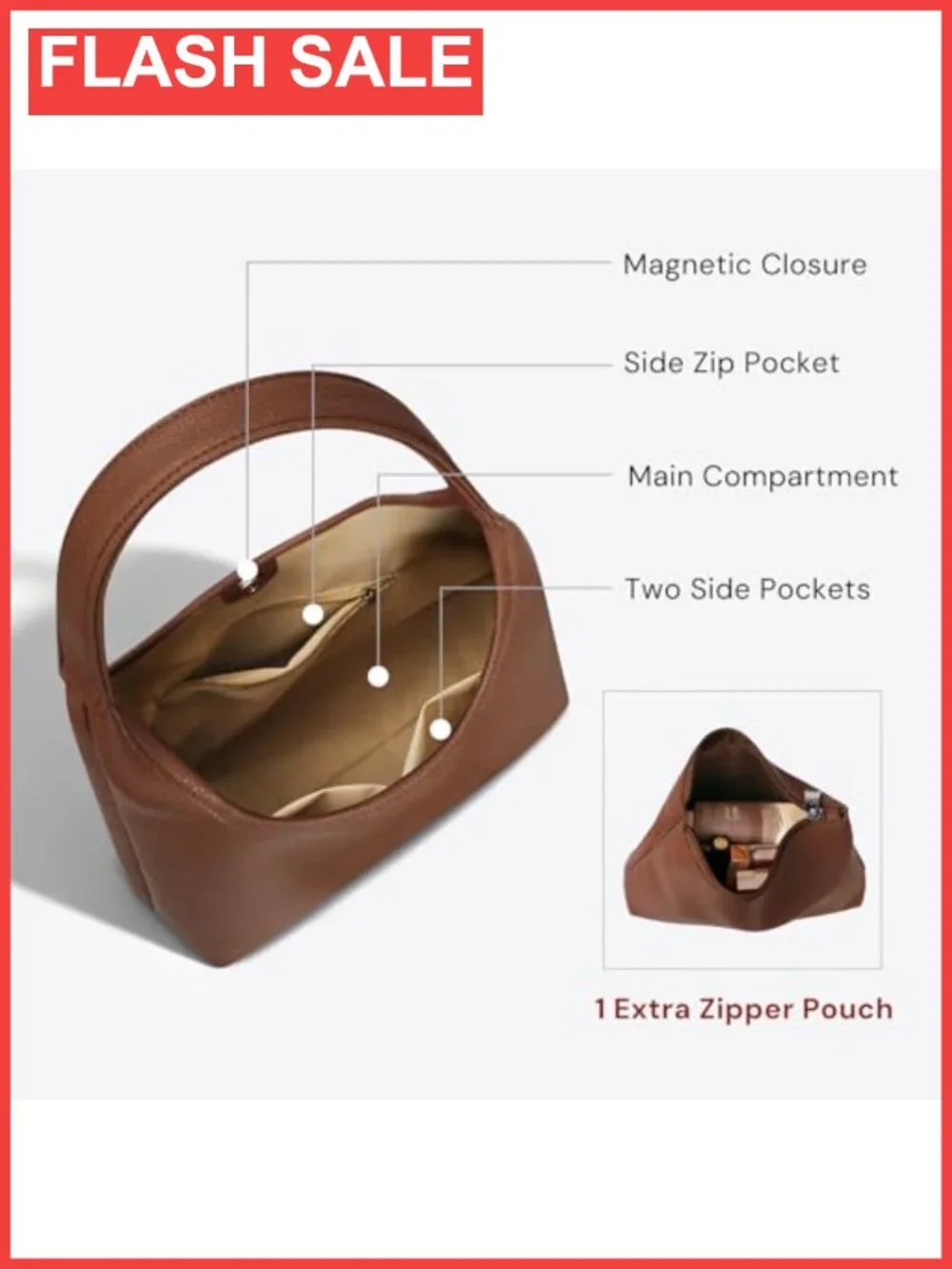 Large Slouchy Hobo Shoulder Bag Vegan Leather 2-Piece Purse Set with Mini Purse